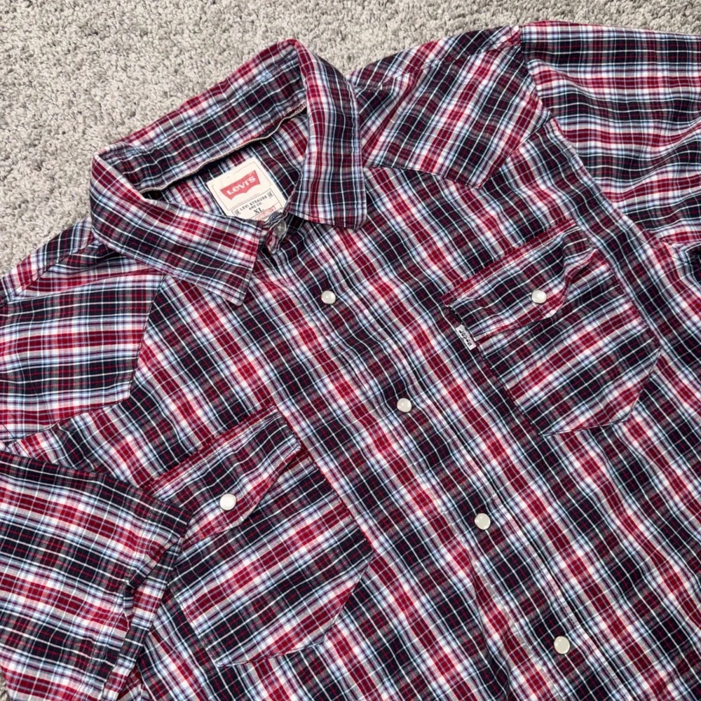 Levi's Modern Western Shirt Mens Plaid Short Sleeve Red XL EXCELLENT